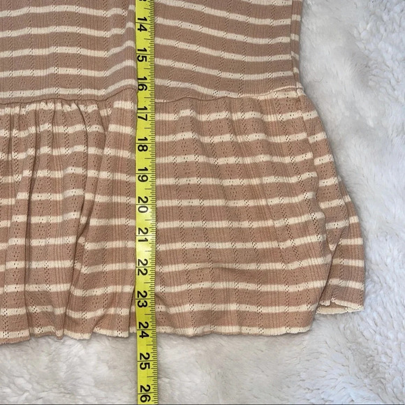 LC Lauren Conrad Tan & White Striped Short Sleeve Peplum Top XXlarge Women’s - Picture 7 of 10